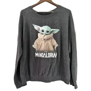 Star Wars Mandalorian Grogu Baby Yoda XL Sweatshirt Lightweight Licensed Gray